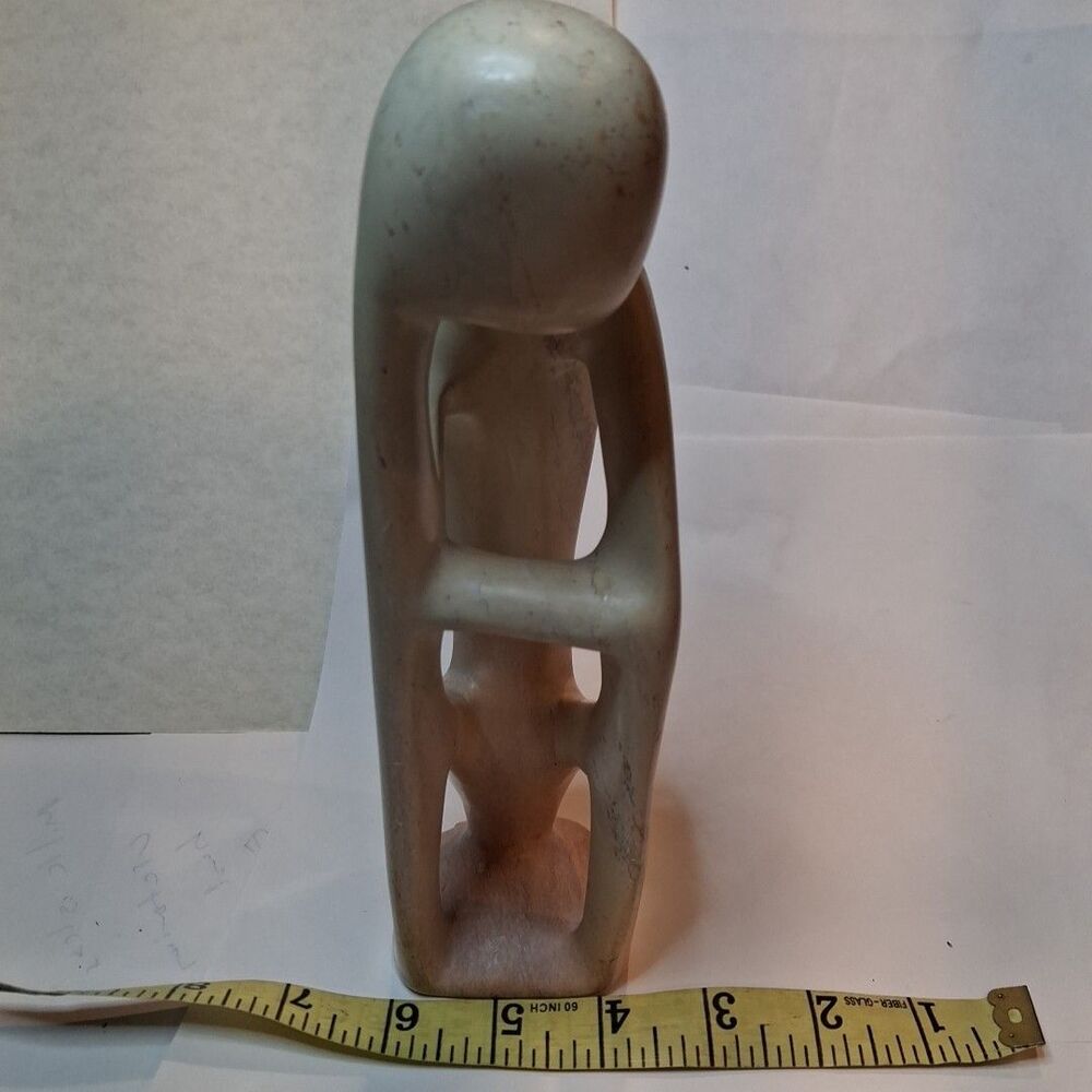 Hand Carved Kenya Soapstone Modern Sculpture African Art Figurine 10.5"